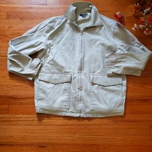 VTG Guess Jeans Medium American Tradition Beige Buck  Denim Zip Jacket Men's
